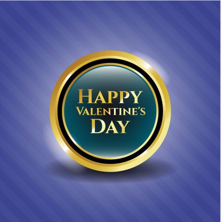 Happy Valentine's Day golden emblem