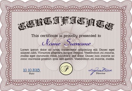 Diploma or certificate template. Elegant design. Vector pattern that is used in currency and diplomas.Easy to print. 
