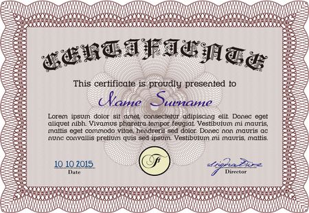 Diploma or certificate template. Elegant design. Vector pattern that is used in currency and diplomas.Easy to print.