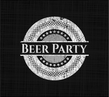 Beer Party chalk emblem written on a blackboard