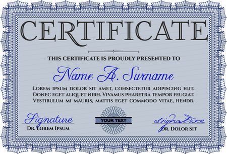 Sample Diploma. Printer friendly. Vector illustration.Artistry design. 