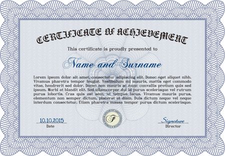 Certificate. Frame certificate template Vector.Lovely design. With complex background.