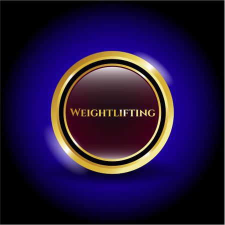 Weightlifting gold shiny emblem