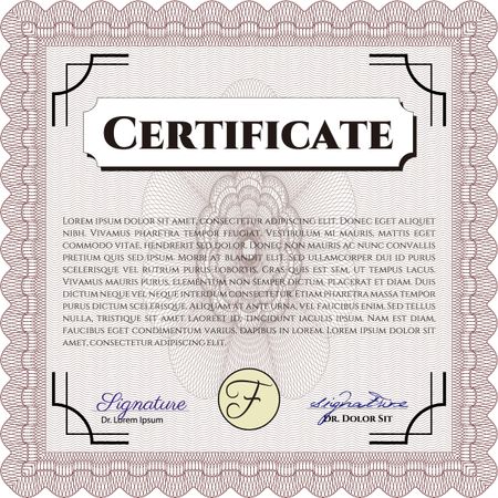 Certificate template. Diploma of completion.Retro design. With great quality guilloche pattern. 