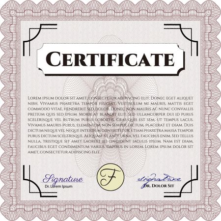 Certificate template. Diploma of completion.Retro design. With great quality guilloche pattern.