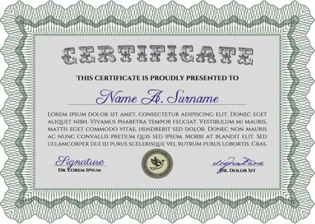 Sample certificate or diploma. Elegant design. Vector pattern that is used in currency and diplomas.Complex background. 