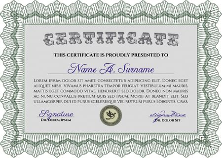 Sample certificate or diploma. Elegant design. Vector pattern that is used in currency and diplomas.Complex background.