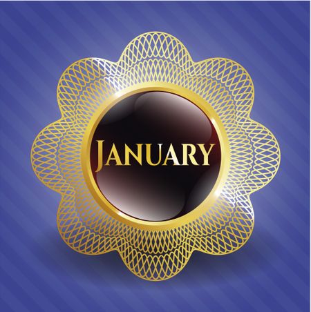 January gold badge or emblem