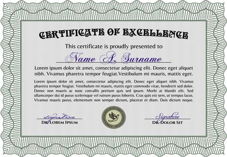 Sample Certificate. Money style.Superior design. With background. 