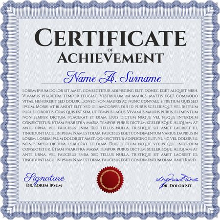 Certificate template or diploma template. With guilloche pattern and background. Modern design. Vector pattern that is used in currency and diplomas.