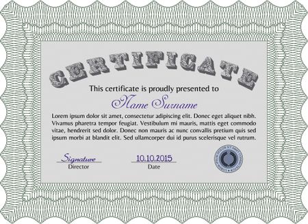 Certificate or diploma template. Vector certificate template.With quality background. Nice design. 
