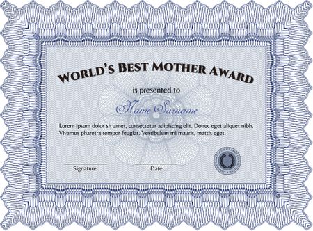 Best Mother Award Template. Good design. With guilloche pattern. Customizable, Easy to edit and change colors.