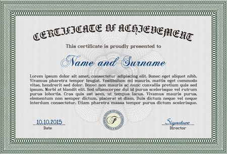 Certificate template. Printer friendly. Nice design. Money style.