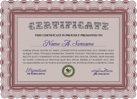 Diploma template. Frame certificate template Vector.Modern design. With guilloche pattern and background. 