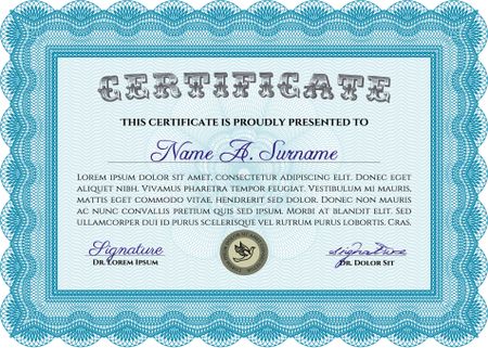 Sample Diploma. Nice design. Vector certificate template.With linear background. 