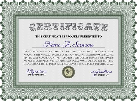 Certificate of achievement. Beauty design. With guilloche pattern and background. Border, frame.