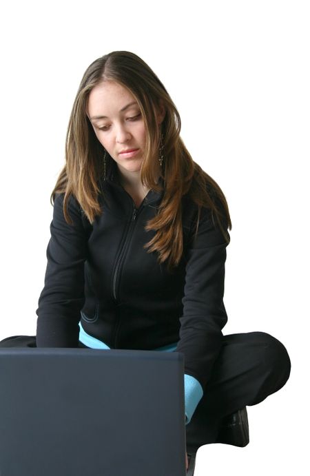 business girl working on laptop