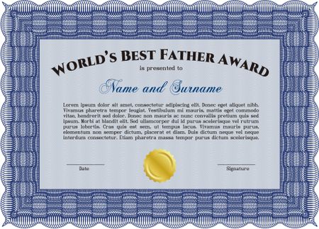 Award: Best dad in the world. Detailed.With linear background. Retro design. 