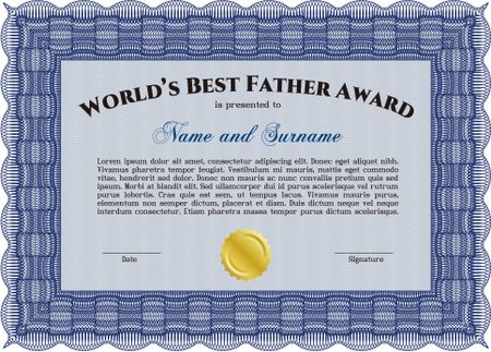 Award: Best dad in the world. Detailed.With linear background. Retro design.