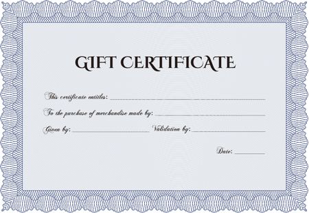 Retro Gift Certificate. Excellent design. With complex linear background. Border, frame.