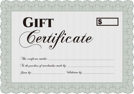 Vector Gift Certificate. Beauty design. Border, frame.With complex linear background. 