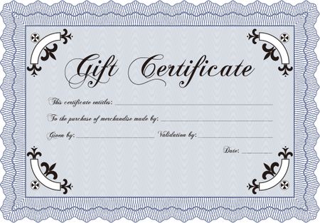 Retro Gift Certificate. With background. Excellent complex design. Detailed.