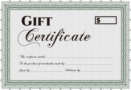 Retro Gift Certificate template. With quality background. Vector illustration.Elegant design. 