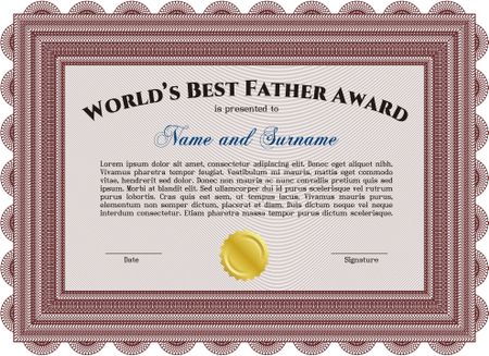 World's Best Father Award Template. With linear background. Detailed.Good design. 