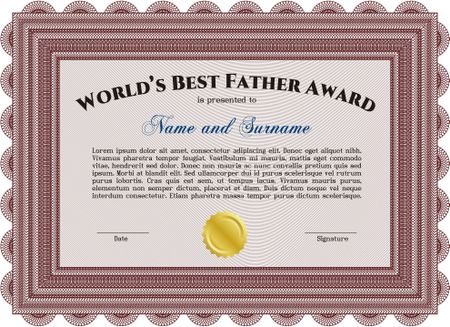 World's Best Father Award Template. With linear background. Detailed.Good design.