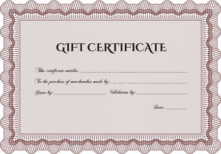 Gift certificate. Customizable, Easy to edit and change colors.Sophisticated design. With guilloche pattern.