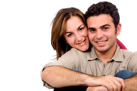 Beautiful couple in love isolated over a white bcakground