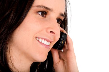 business woman on the phone isolated over a white background