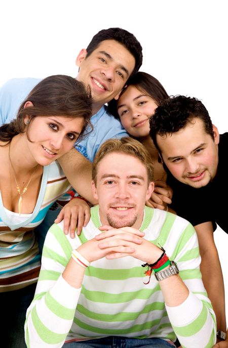 group of casual students at university isolated over a white background