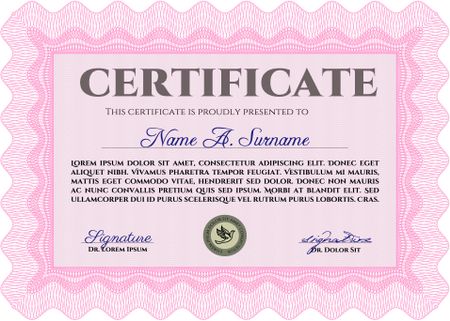 Certificate template or diploma template. Artistry design. With guilloche pattern. Vector pattern that is used in currency and diplomas.
