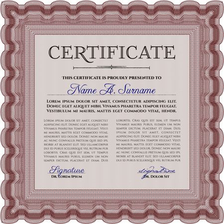 Diploma or certificate template. Money style.Complex background. Excellent design.