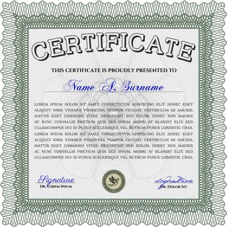 Sample Diploma. Money style.Sophisticated design. With background. 