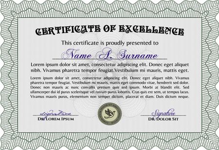 Certificate of achievement. Vector certificate template.With linear background. Excellent design. 
