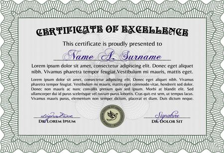 Certificate of achievement. Vector certificate template.With linear background. Excellent design.