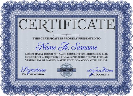 Diploma template or certificate template. Complex design. Vector pattern that is used in currency and diplomas.Easy to print. 