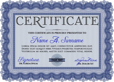 Diploma template or certificate template. Complex design. Vector pattern that is used in currency and diplomas.Easy to print.