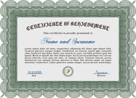 Diploma or certificate template. Vector certificate template.With linear background. Retro design. 