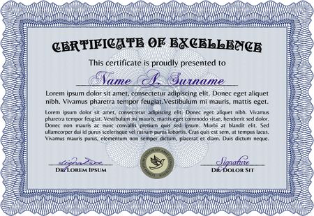 Certificate template or diploma template. Detailed.With guilloche pattern and background. Elegant design. 