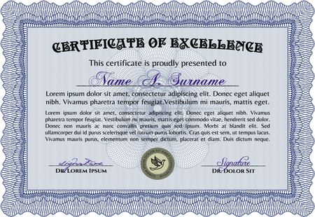 Certificate template or diploma template. Detailed.With guilloche pattern and background. Elegant design.