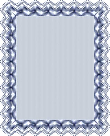 Diploma template. With great quality guilloche pattern. Frame certificate template Vector.Nice design. 