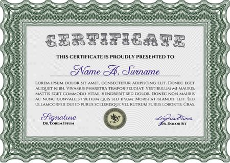 Certificate of achievement template. Money style.Cordial design. Easy to print. 