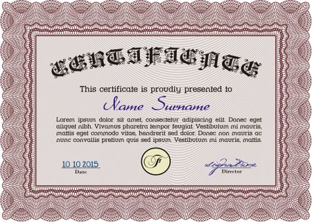Certificate of achievement. With linear background. Retro design. Vector pattern that is used in money and certificate.