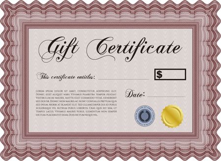 Gift certificate template. With great quality guilloche pattern. Customizable, Easy to edit and change colors.Elegant design. 