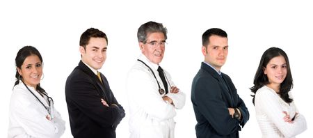 Group of doctors isolated over a white background