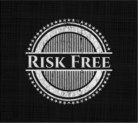 Risk Free chalkboard emblem on black board