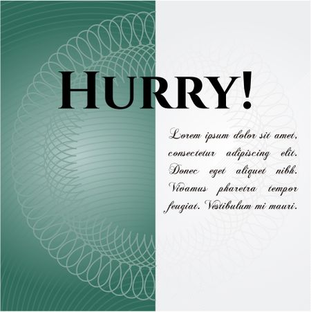 Hurry! vintage style card or poster